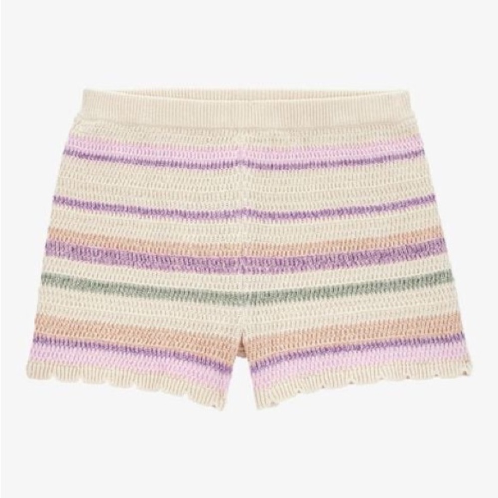 OshKosh B'gosh Striped Knit Shorts - Cream, Purple, Tan